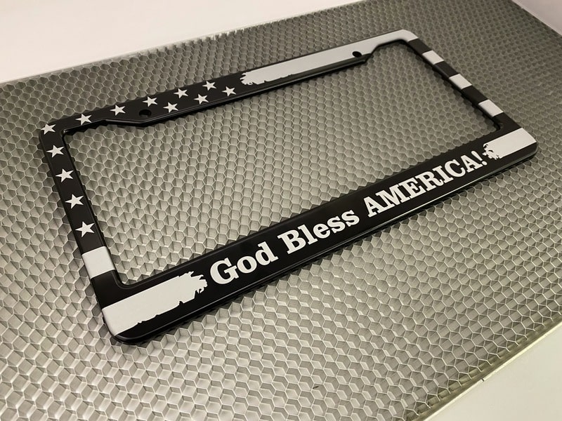 God Bless America! - Aluminum Car License Plate Frames